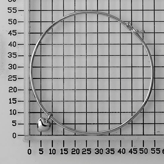 925 STERLING SILVER LITTLE HEART CHARM HINGED BANGLE BRACELET