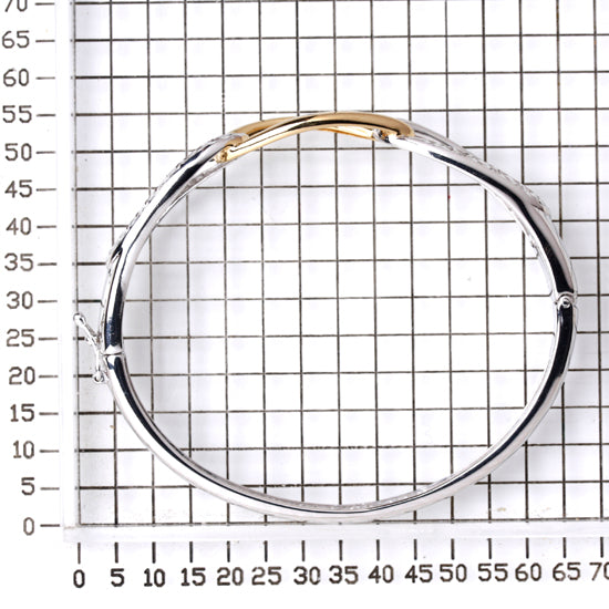 925 STERLING SILVER 3 CONNECTED RINGS TWO TONE HINGED BANGLE