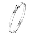 925 STERLING SILVER LITTLE HEART SLIDE LOCK BANGLE BRACELET F46438