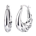 925 STERLING SILVER 25.0 MM. BACK TO BACK CROISSANT HOOP EARRINGS F46499