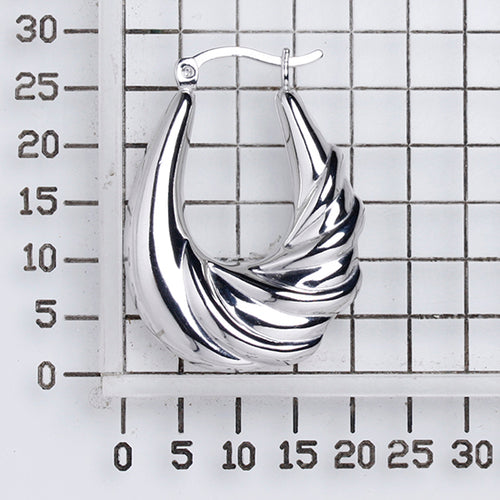 925 STERLING SILVER 25.0 MM. BACK TO BACK CROISSANT HOOP EARRINGS F46499