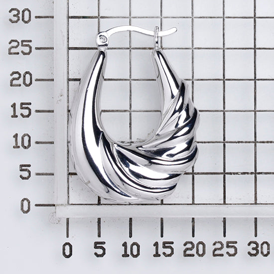 925 STERLING SILVER 25.0 MM. BACK TO BACK CROISSANT HOOP EARRINGS F46499