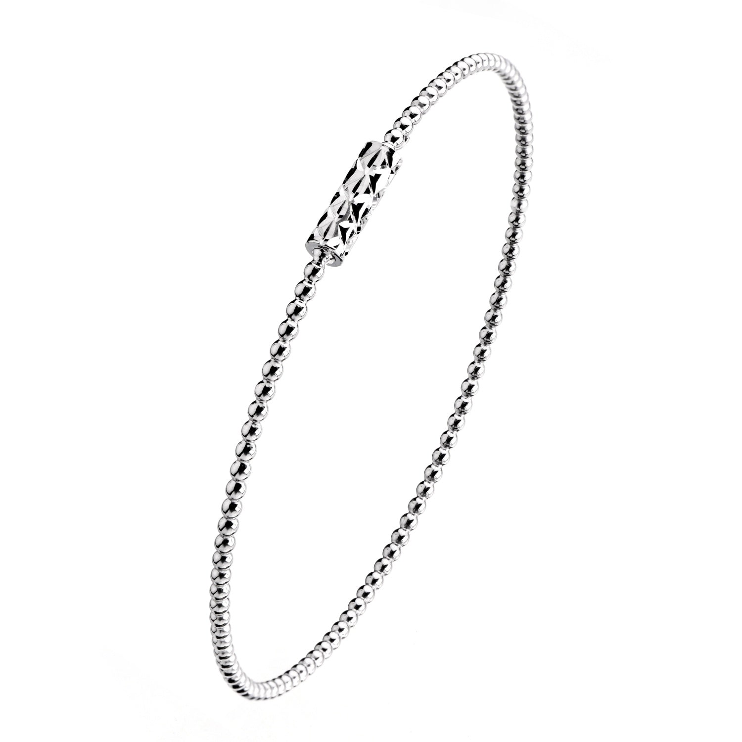 925 STERLING SILVER CAVIAR ALL ROUND SLIP ON BANGLE F47028