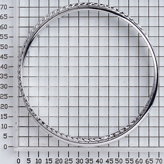 925 STERLING SILVER CROSSOVER DIAMOND CUT SLIP ON BANGLE BRACELET