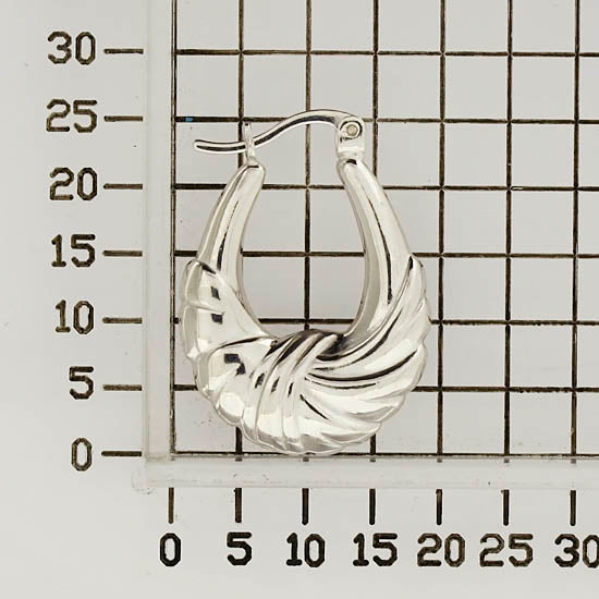 925 STERLING SILVER BACK TO BACK WAVY CURL HOOP CREOLE EARRINGS  F47133   