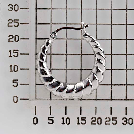 925 STERLING SILVER BACK TO BACK WAVED ALL ROUND SHAPE HOOP EARRINGS F47160