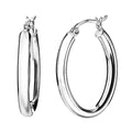 925 STERLING SILVER 25.0 MM. ROUND TUBE OVAL SHAPE HOOP EARRINGS F47172