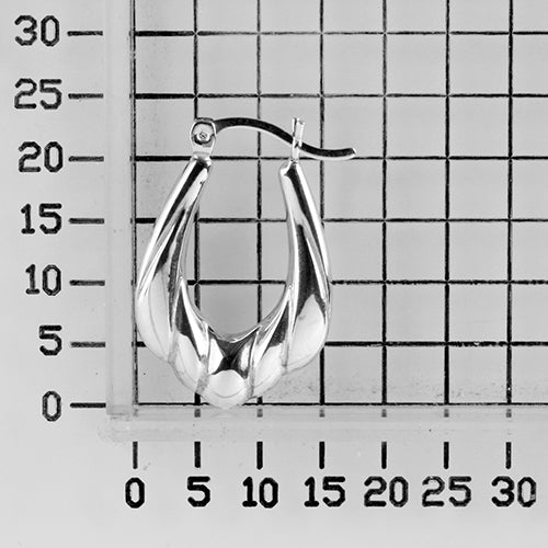 925 STERLING SILVER BACK TO BACK CLASSIC WAVY PATTERN HOOP EARRINGS F47356