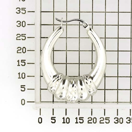 925 STERLING SILVER BACK TO BACK CLASSIC DIAMOND CUT HOOP EARRINGS F47472