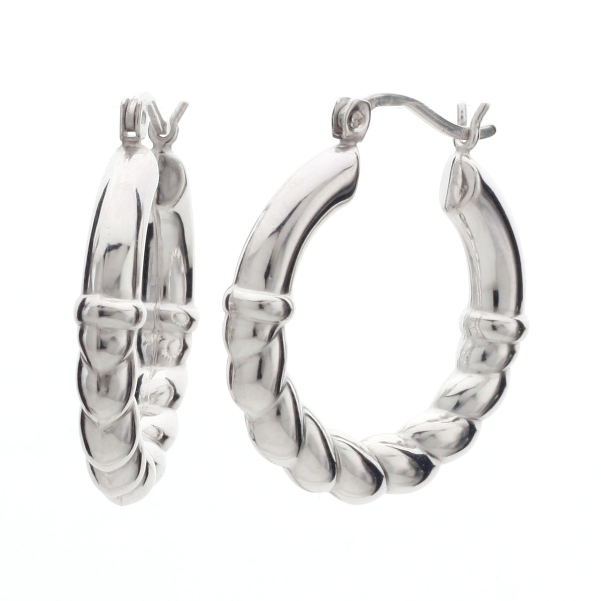 925 STERLING SILVER BACK TO BACK HOOP EARRINGS WAVE PATTERN F47474