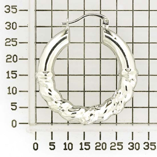 925 STERLING SILVER BACK TO BACK HOOP EARRINGS WAVE PATTERN F47474