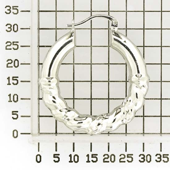 925 STERLING SILVER BACK TO BACK HOOP EARRINGS WAVE PATTERN F47474