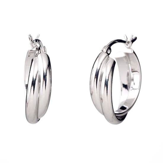 925 STERLING SILVER 20.0 MM. HALF ROUND TUBE OVAL HOOP EARRINGS F47967
