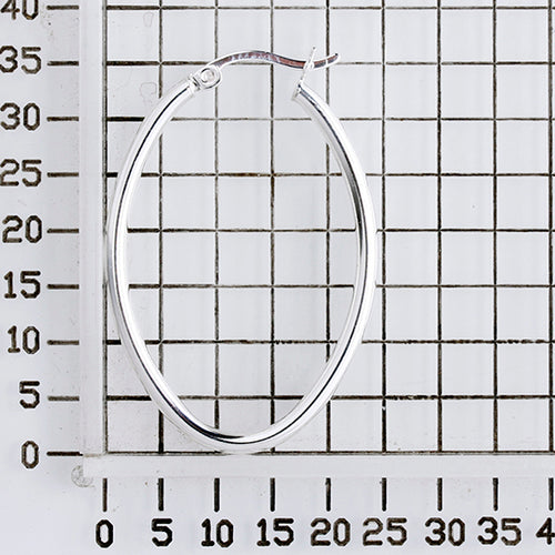 925 STERLING SILVER 35.0 MM. ROUND TUBE OVAL SHAPE HOOP EARRINGS F48014