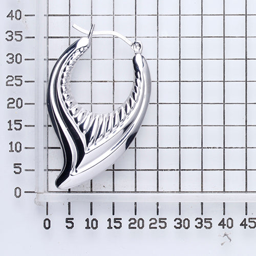 925 STERLING SILVER BACK TO BACK LEAF SHAPE HOOP EARRINGS F48774