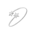 925 STERLING SILVER TWO STARS OPEN SLIP ON BANGLE BRACELET F48801