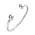 925 STERLING SILVER DOUBLE BALL OPEN CUFF BANGLE
