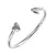 925 STERLING SILVER DOUBLE HEARTS OPEN CUFF BANGLE