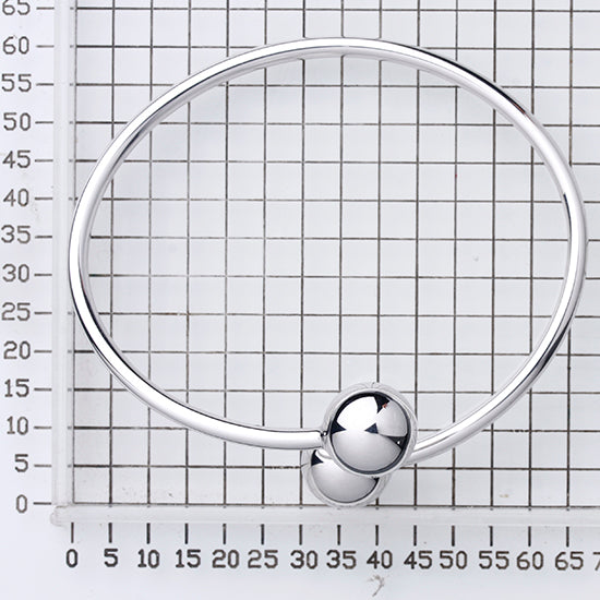 925 STERLING SILVER CLASSIC DOUBLE BALL END OPEN CUFF BANGLE