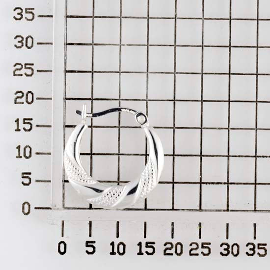 925 STERLING SILVER BACK TO BACK CLASSIC PATTERN HOOP EARRINGS F49022