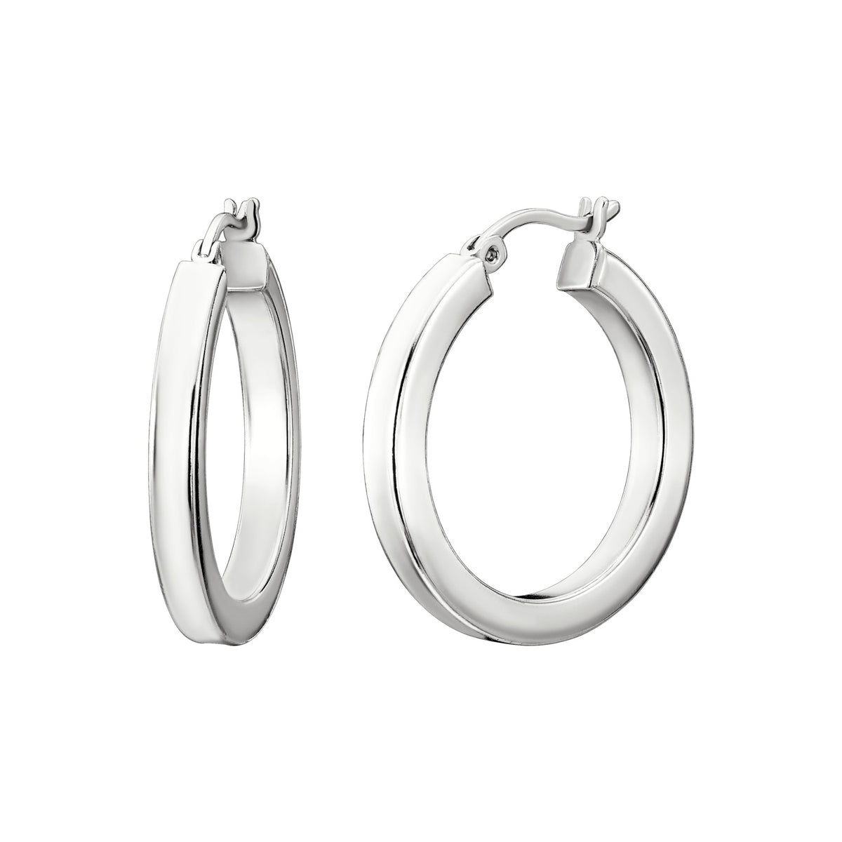 925 STERLING SILVER 25.0 MM. SQUARE ROUND BASIC HOOPS F49423