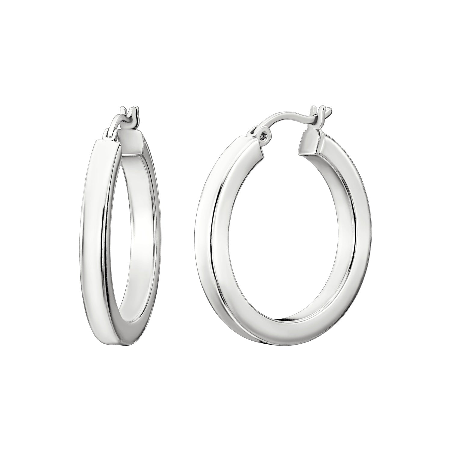 925 STERLING SILVER 25.0 MM. SQUARE ROUND BASIC HOOPS F49423