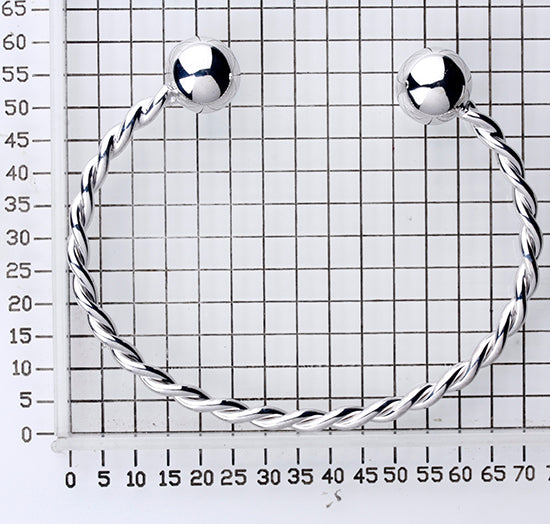 925 STERLING SILVER CLASSIC BALL CORRUGATE CUFF BANGLE