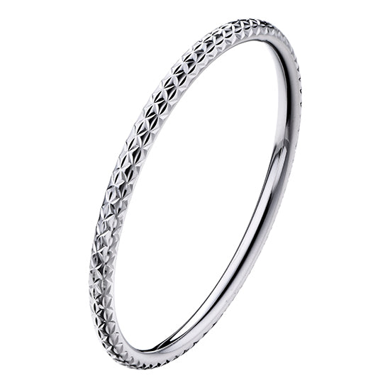 925 STERLING SILVER CLASSIC DIAMOND CUT ALL ROUND SLIP ON BANGLE