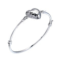 925 STERLING SILVER HAMMERED HEART HINGED BANGLE