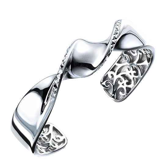 925 STERLING SILVER FILIGREE INSIDE OUT TWISTED CUFF ON BANGLE