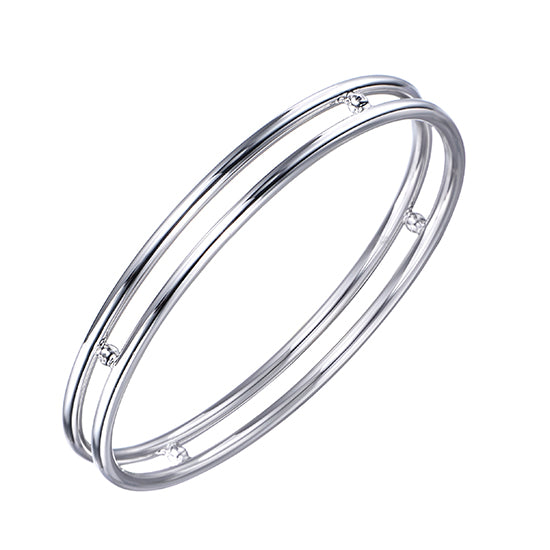 925 STERLING SILVER CLASSIC PARALLEL LINES SLIP ON BANGLE