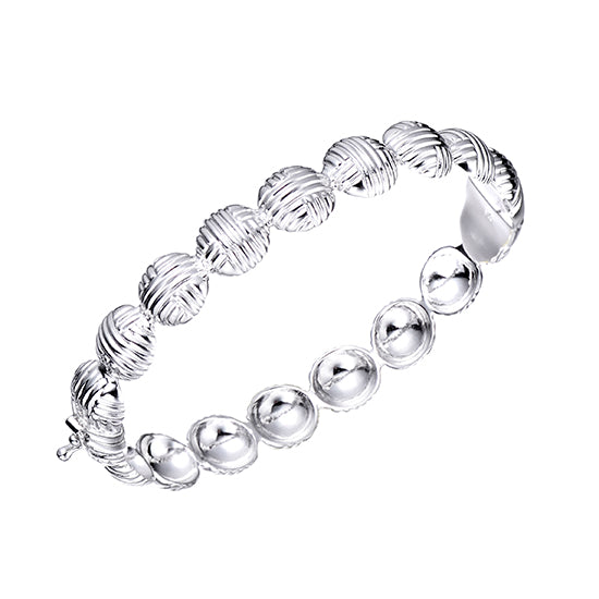 925 STERLING SILVER WEAVED PATTERN HINGED BANGLE
