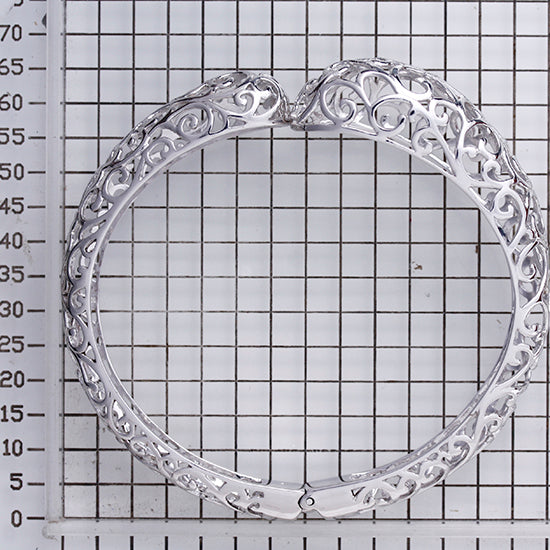 925 STERLING SILVER FILIGREE OPEN HINGED BANGLE BRACELET
