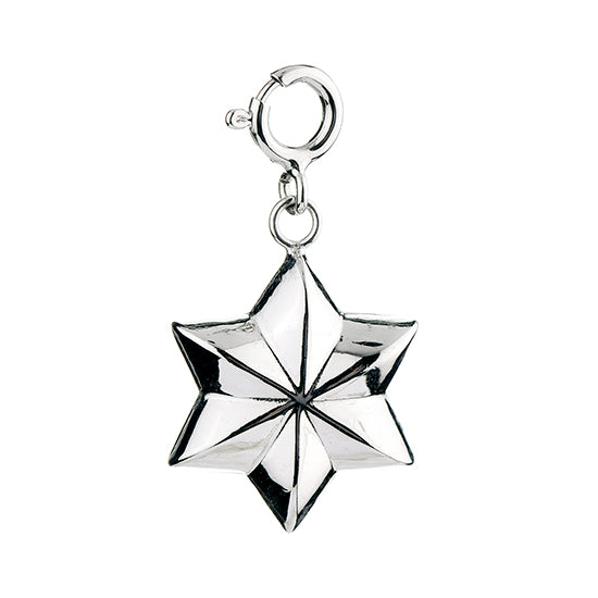 925 STERLING SILVER LIGHT WEIGHT SIX POINTED STAR CHARM F51477