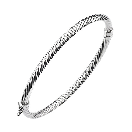 925 STERLING SILVER CLASSIC CORRUGATE HINGED BANGLE