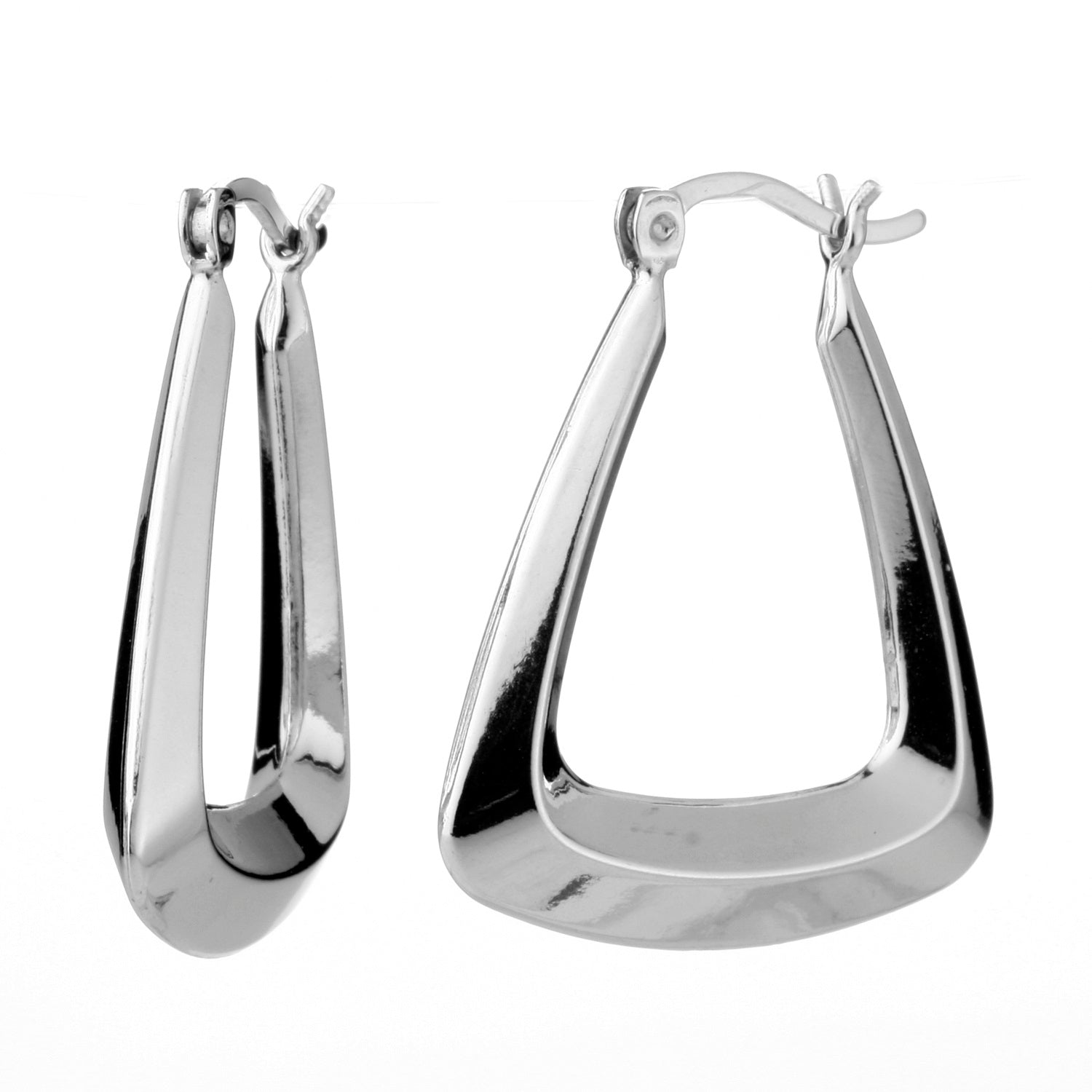 925 STERLING SILVER 25.0 MM. BACK TO BACK TRIANGLE HOOP EARRINGS F52047