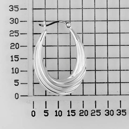 925 STERLING SILVER BACK TO BACK WAVER U SHAPE HOOP EARRINGS F52916