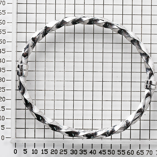925 STERLING SILVER THICK TWISTED ALL ROUND HINGED BANGLE