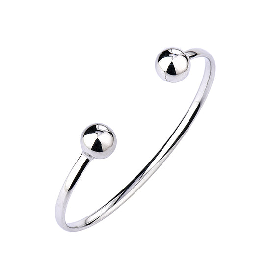925 STERLING SILVER BALLS OPEN HINGED CUFF BANGLE