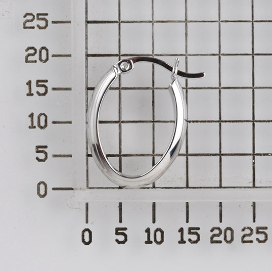 925 STERLING SILVER 20.0 MM. HALF ROUND TUBE OVAL SHAPE HOOP EARRINGS F5346