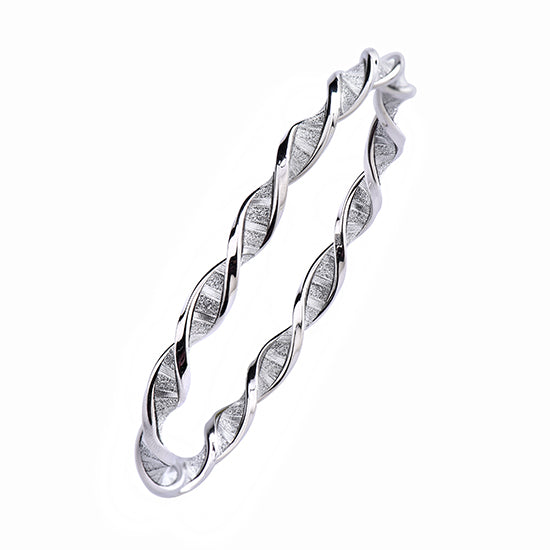 925 STERLING SILVER TWISTED ROUND WITH GLITTER SLIP ON BANGLE