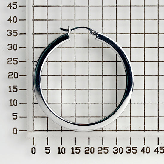 925 STERLING SILVER SQUARE ROUND SHAPE 35.0 MM BASIC HOOPS F54750