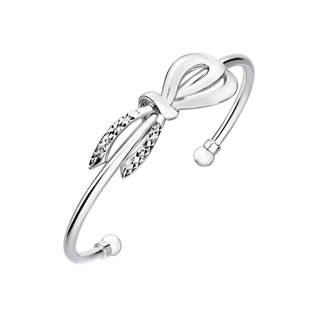 925 STERLING SILVER RIBBON OPEN CUFF BANGLE F56243