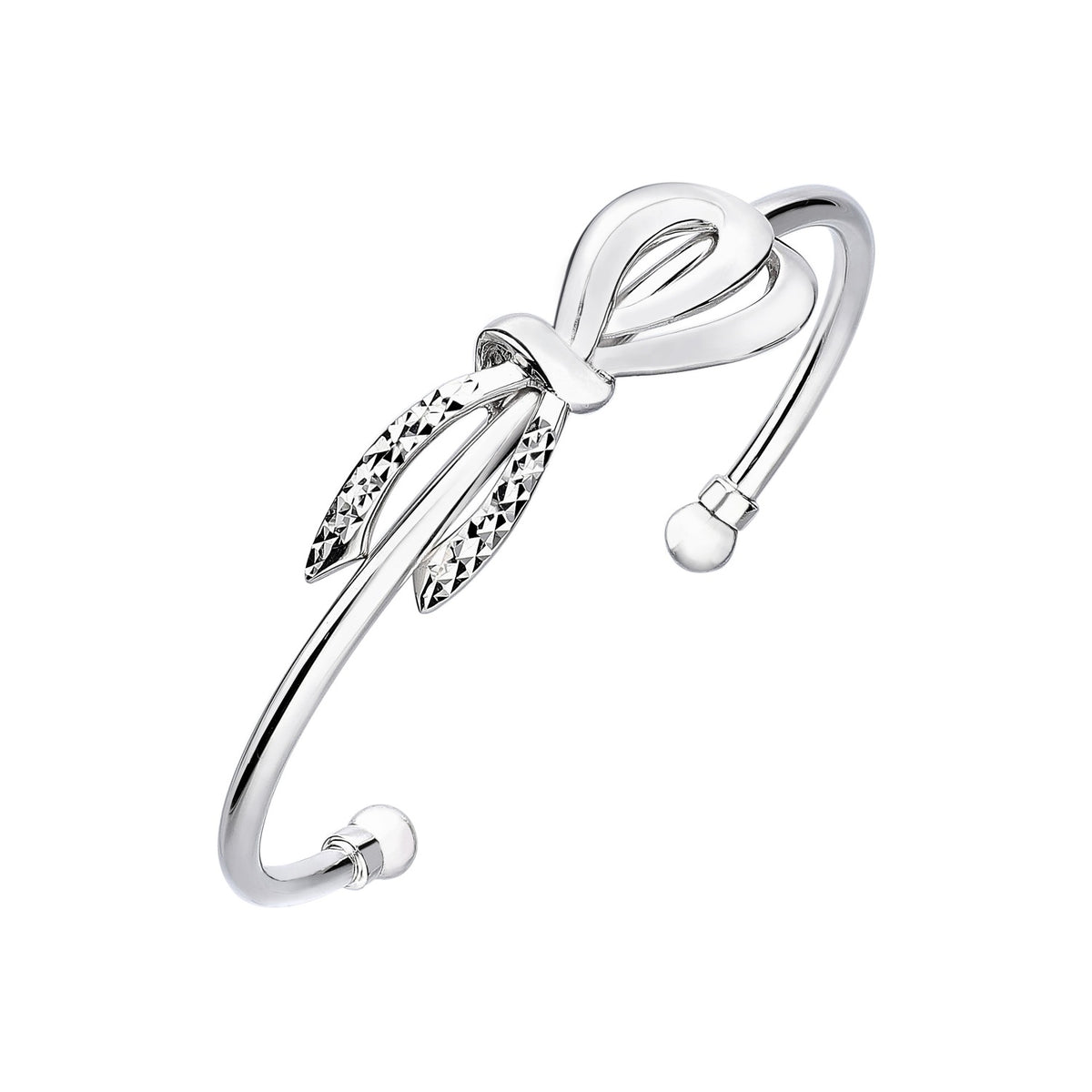925 STERLING SILVER RIBBON OPEN CUFF BANGLE F56243