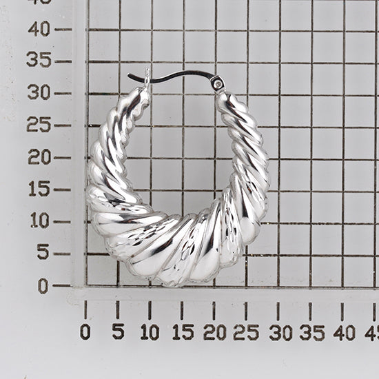 925 STERLING SILVER BACK TO BACK HOOP EARRINGS OVAL CROSSIANT SHAPE F56736