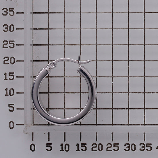 925 STERLING SILVER 15.0 MM. TRIPLE LINES TUBE WITH GLITTER HOOP EARRINGS F56972