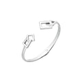 925 STERLING SILVER DOUBLE SQUARES END OPEN HINGED BANGLE F57411