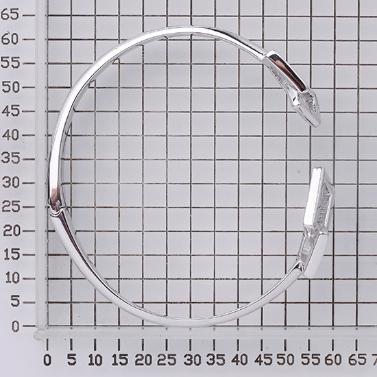 925 STERLING SILVER DOUBLE SQUARES END OPEN HINGED BANGLE F57411