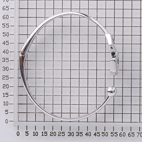 925 STERLING SILVER GEOMETRIC SHAPES OPEN HINGED BANGLE