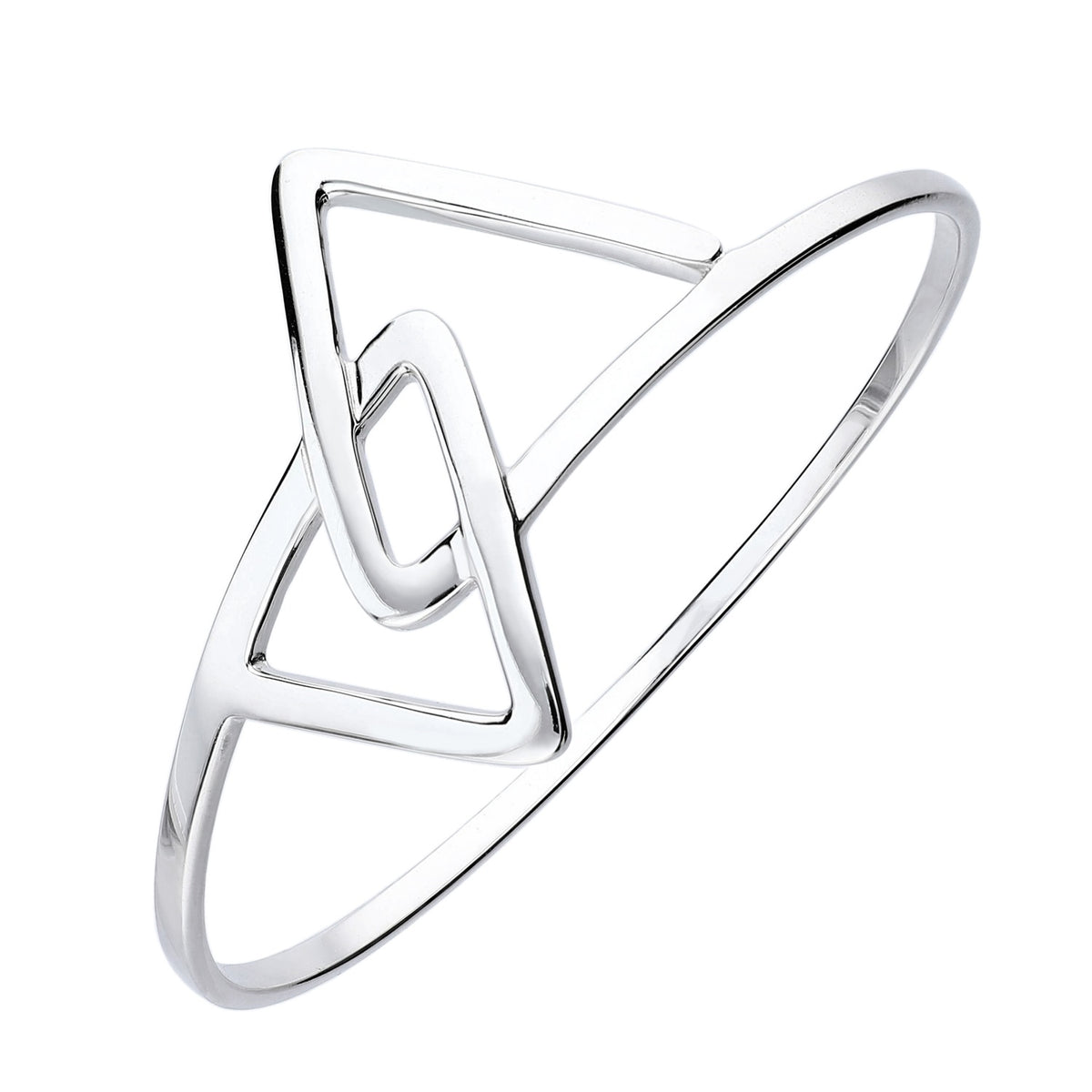 925 STERLING SILVER DOUBLE TRIANGLES SLIP ON BANGLE BRACELET F57456
